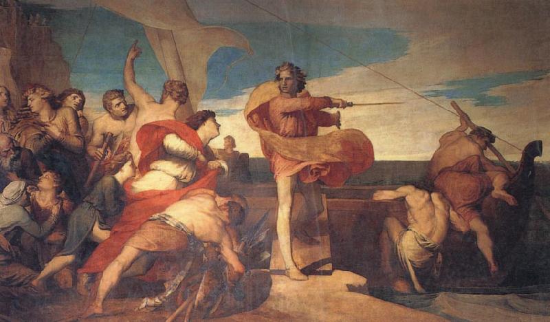 Georeg frederic watts,O.M.S,R.A. Alfred Inciting the Saxons to Encounter the Danes at Sea Norge oil painting art